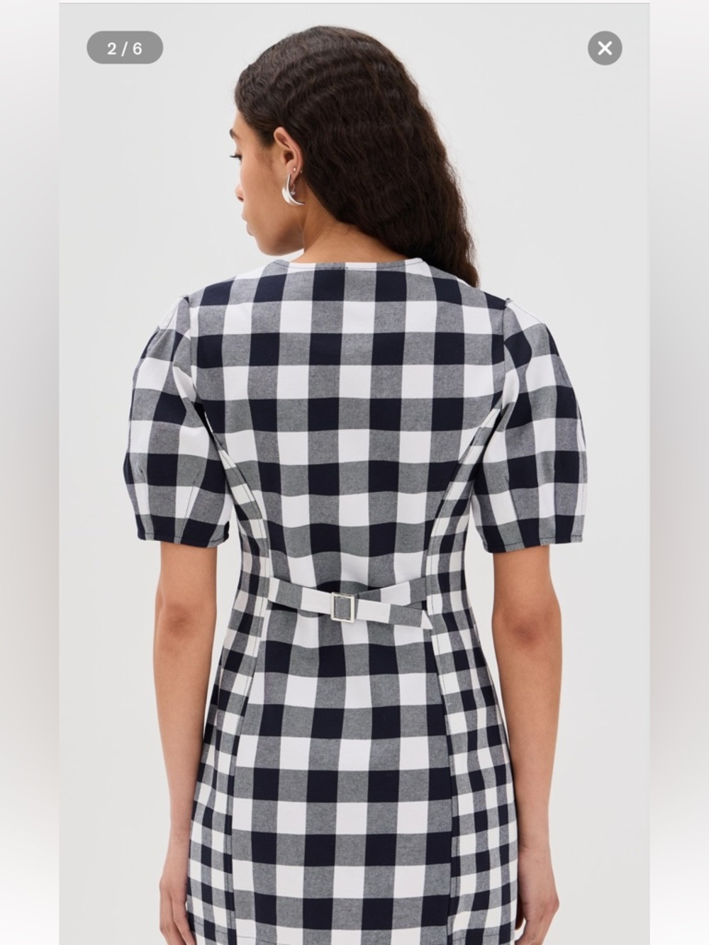 Aligne Aurelia Gingham Dress in Checkered Blue and White - Picture 2 of 8